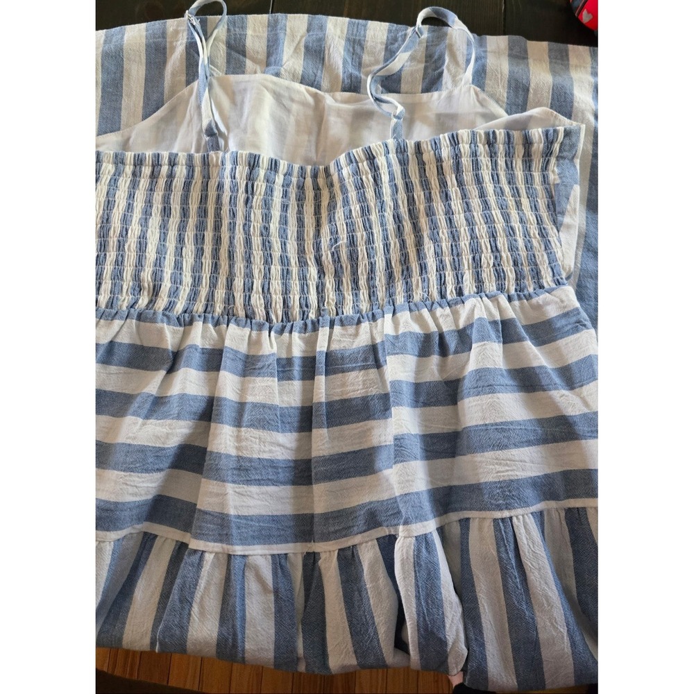 Universal Thread Blue White Striped Tiered Midi Dress‎ Smocked Back XL NWT - Picture 5 of 9